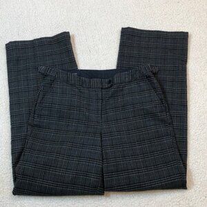 Lands End Womens Plaid Straight-Leg Pants Black & Gray Size 8